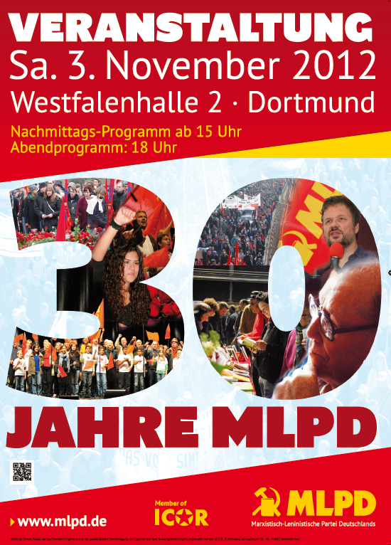 Plakat: Veranstaltung 30 Jahre MLPD