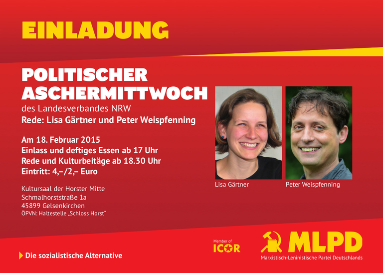 Politischer Aschermittwoch der MLPD: Ein Abend der spitzen Polemik am 18. Februar