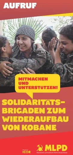 Flyer: Solidaritätsbrigaden zum Wiederaufbau von Kobane