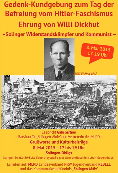  111. Geburtstag von Willi Dickhut - Gedenkkundgebung zum Tag der Befreiung am 8. Mai